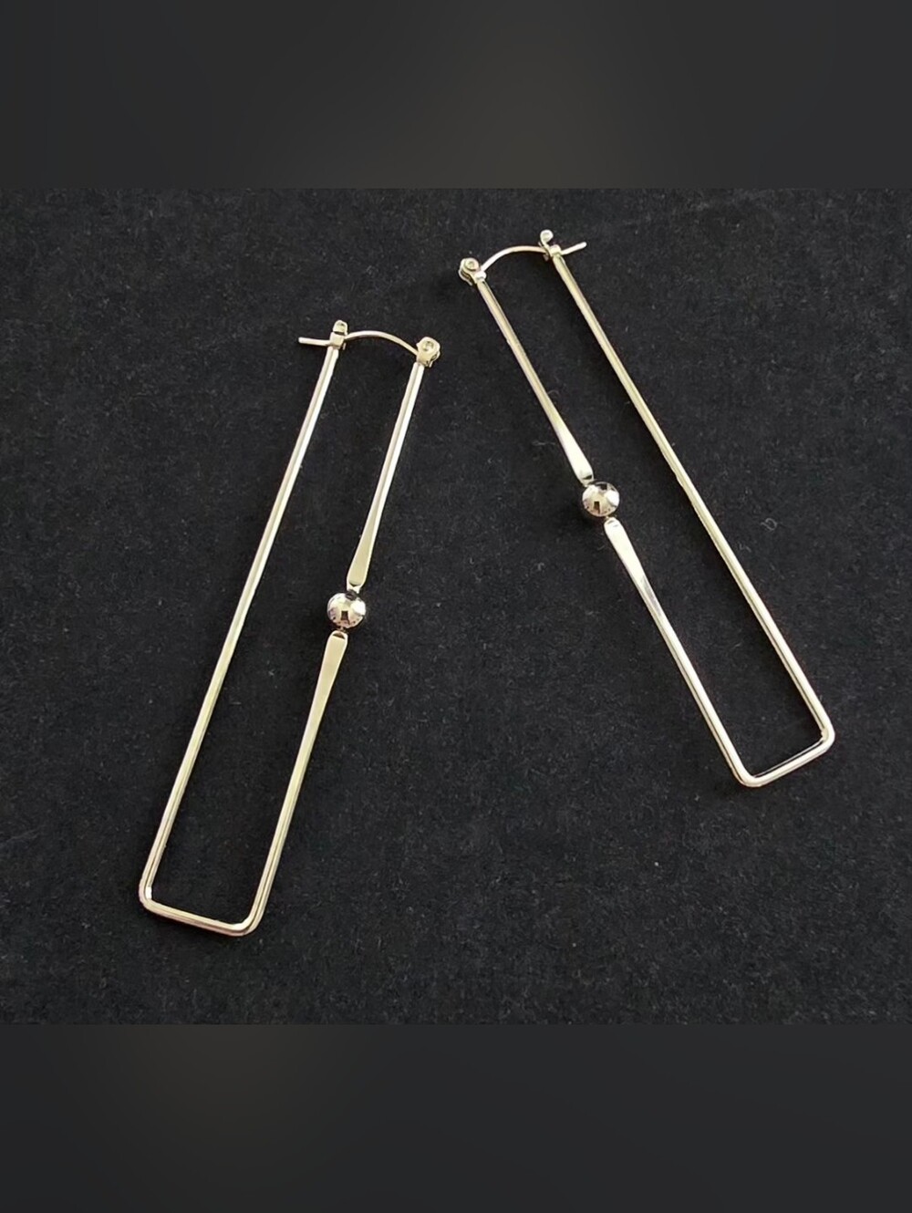 Silver Long Rectangular Drop Earrings